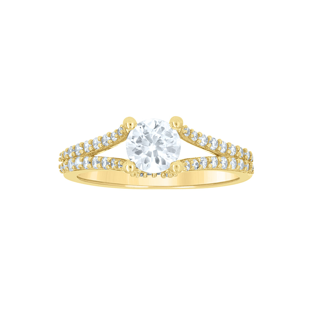 10K Yellow Gold Womens Cubic-Zirconia Engagement Ring