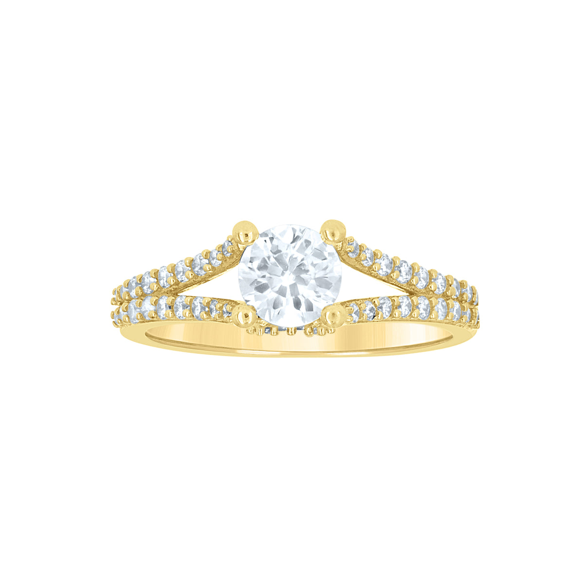 10K Yellow Gold Womens Cubic-Zirconia Engagement Ring