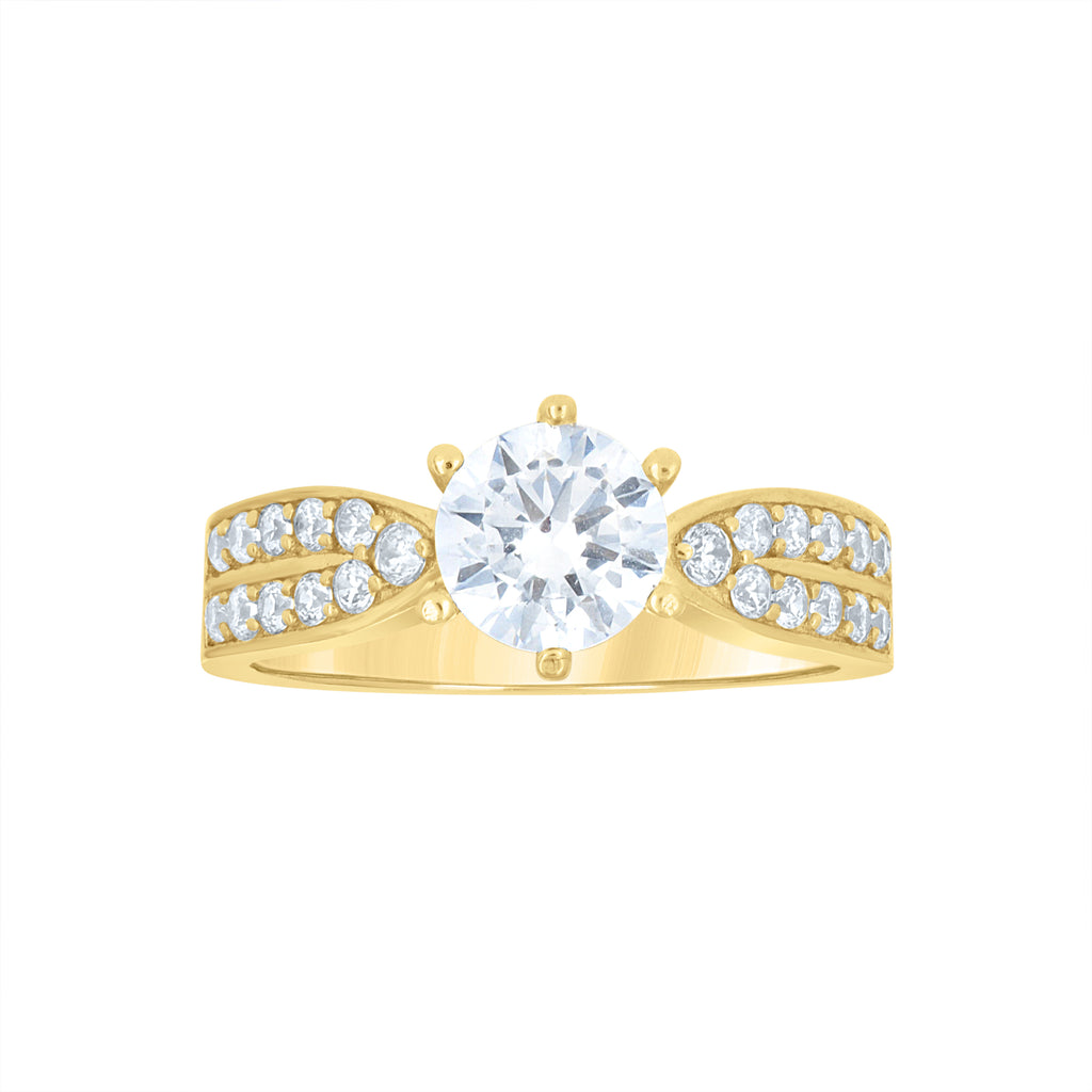 10K Yellow Gold Womens Cubic-Zirconia Engagement Ring
