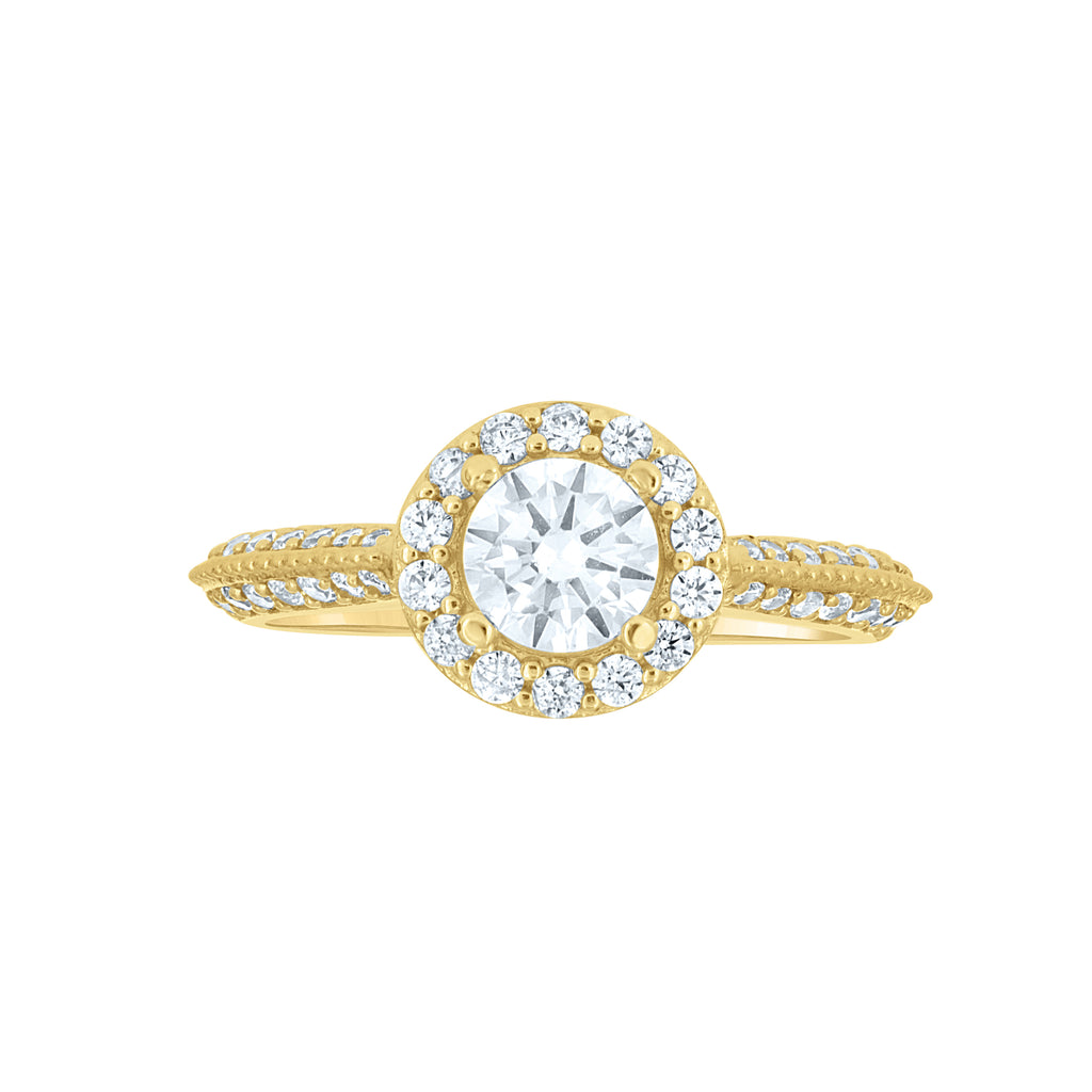 10K Yellow Gold Womens Cubic-Zirconia Engagement Ring