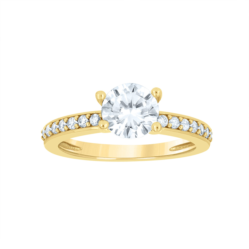 10K Yellow Gold Womens Cubic-Zirconia Engagement Ring