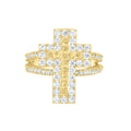 10K Yellow Gold Womens Cubic-Zirconia Cross Religious Ring