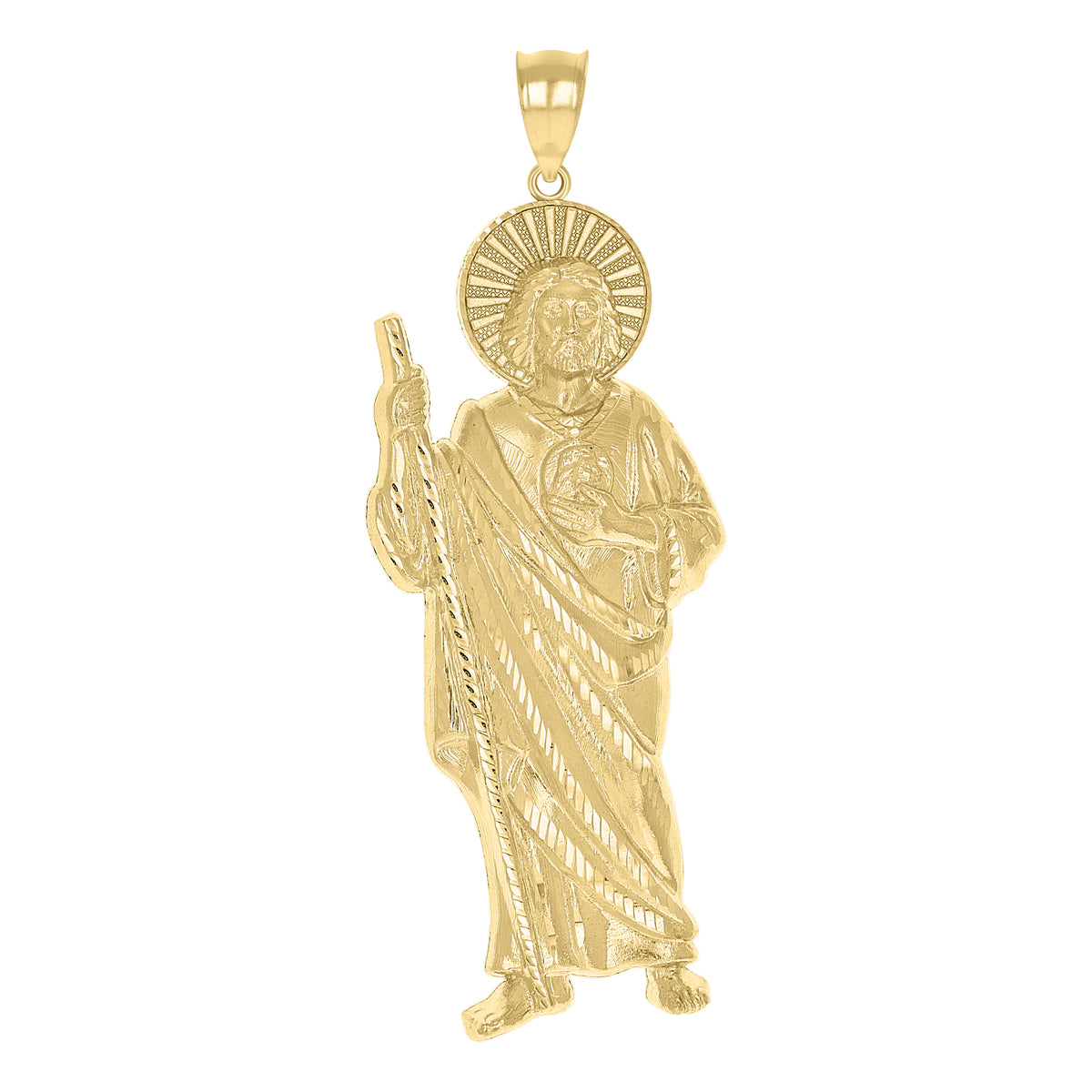 10K Yellow Gold Mens St. Jude Religious Charm Pendant
