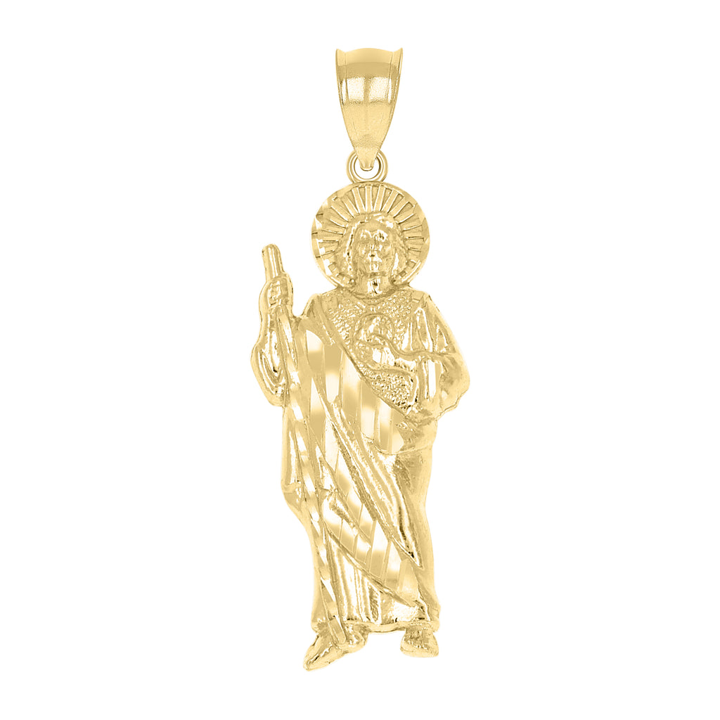 10K Yellow Gold Mens St. Jude Religious Charm Pendant