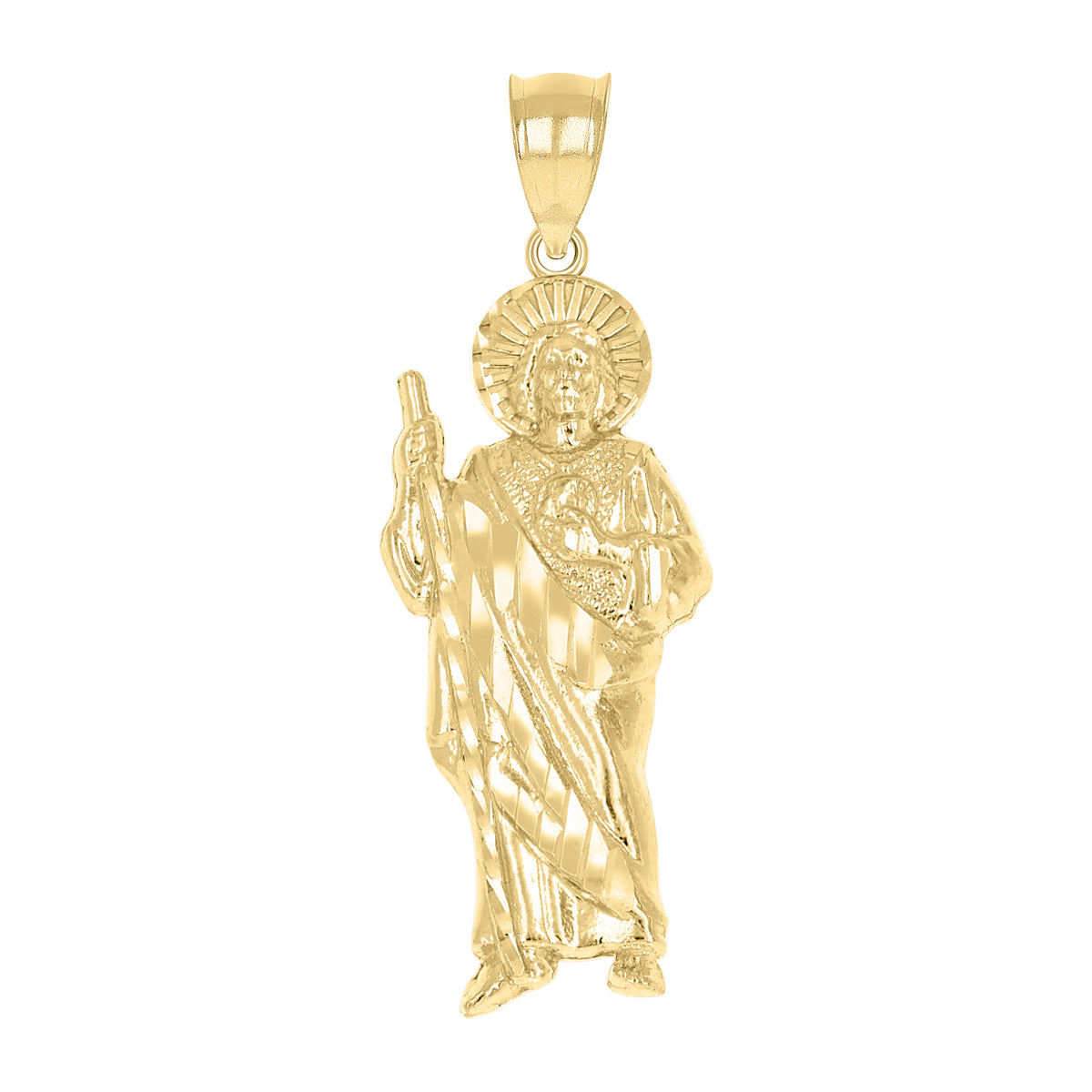 10K Yellow Gold Mens St. Jude Religious Charm Pendant
