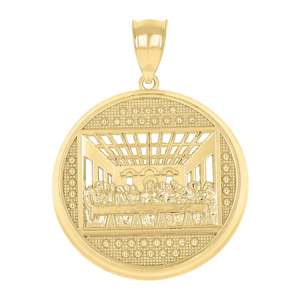 10K Yellow Gold Mens Last Supper Religious Charm Pendant