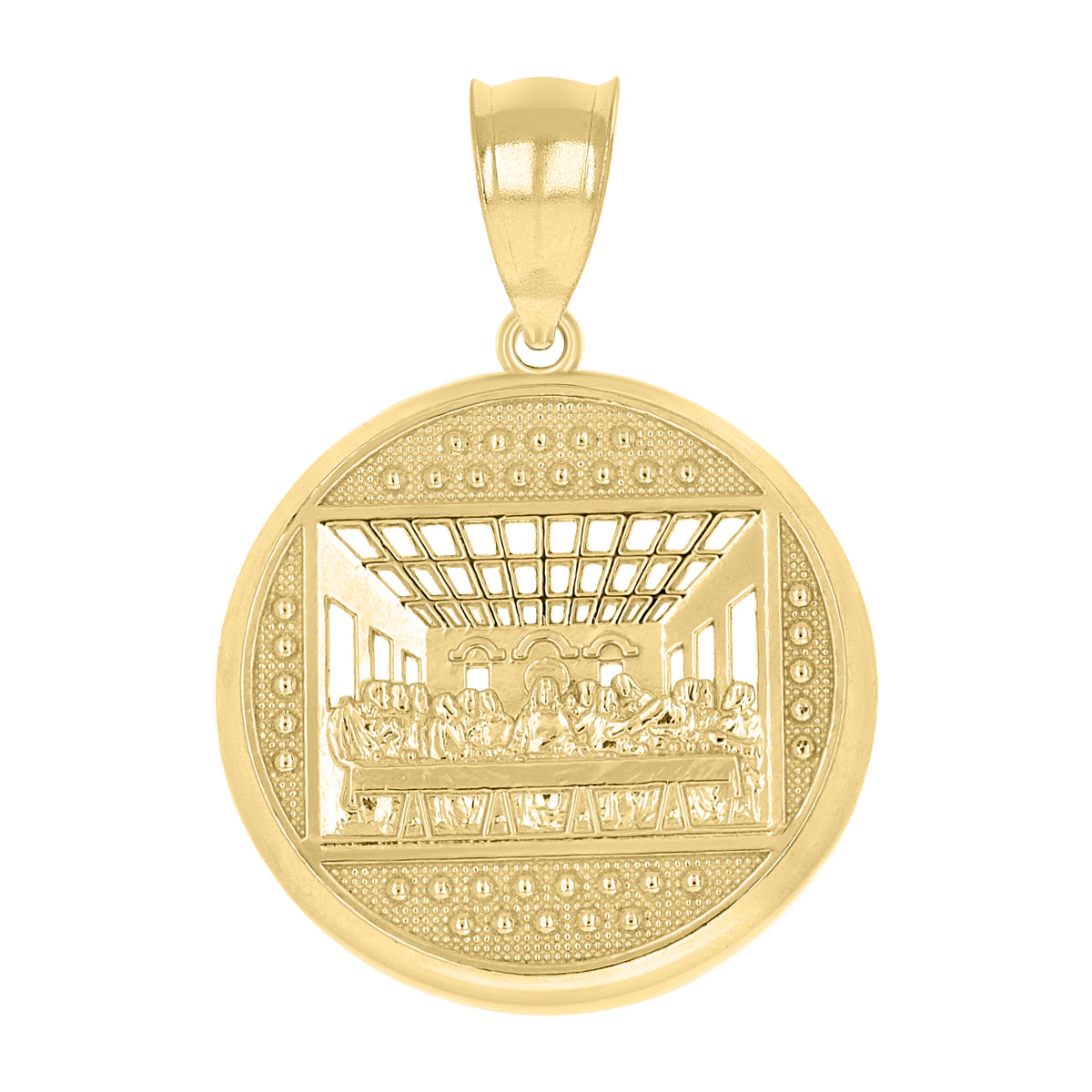 10K Yellow Gold Mens Last Supper Religious Charm Pendant