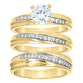 10K Two-tone Gold His & Hers Cubic-Zirconia Trio Ring Set
