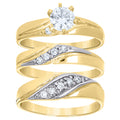 10K Two-tone Gold His & Hers Cubic-Zirconia Trio Ring Set