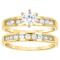 10K Yellow Gold Womens Cubic-Zirconia Duo Bridal Ring Set