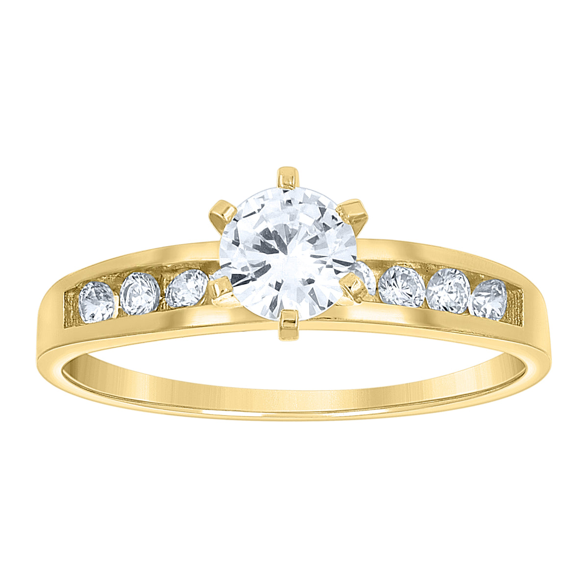 10K Yellow Gold Womens Cubic-Zirconia Engagement Ring