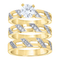 10K Two-tone Gold His & Hers Cubic-Zirconia Trio Ring Set
