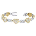 925 Sterling Silver Yellow-Tone Womens Baguette Round  5.53ct, 2.10ct  Moissanite Infinity Heart Bracelet 8.5 Inches