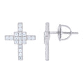 925 Sterling Silver Unisex  0.39ct Moissanite Cross Religious Stud Earrings