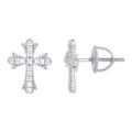 925 Sterling Silver Unisex  0.18ct  Moissanite Cross Religious Stud Earrings