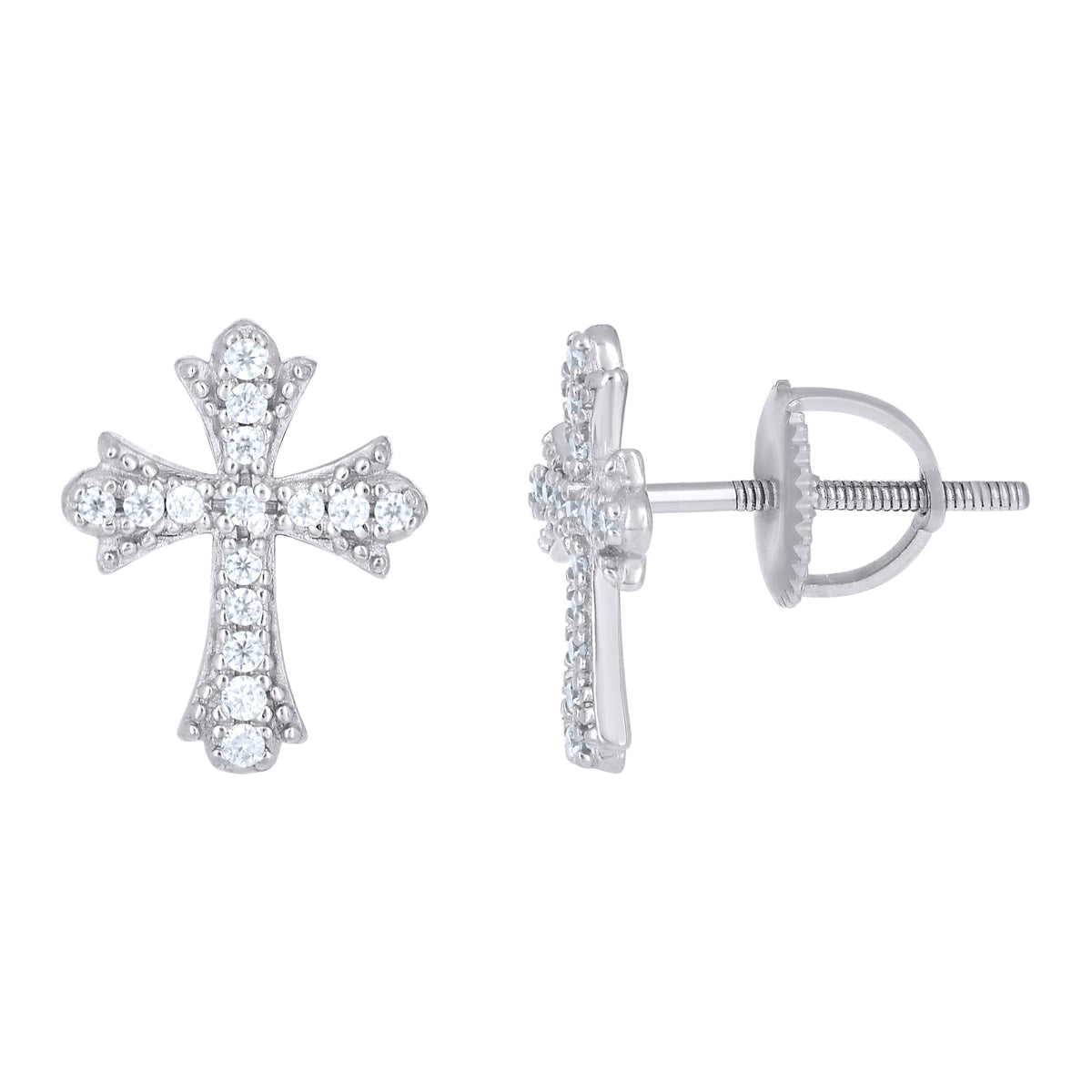 925 Sterling Silver Unisex  0.18ct  Moissanite Cross Religious Stud Earrings
