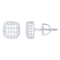 925 Sterling Silver Women Round Baguette  0.66ct, 0.45ct Moissanite Square Stud Earrings