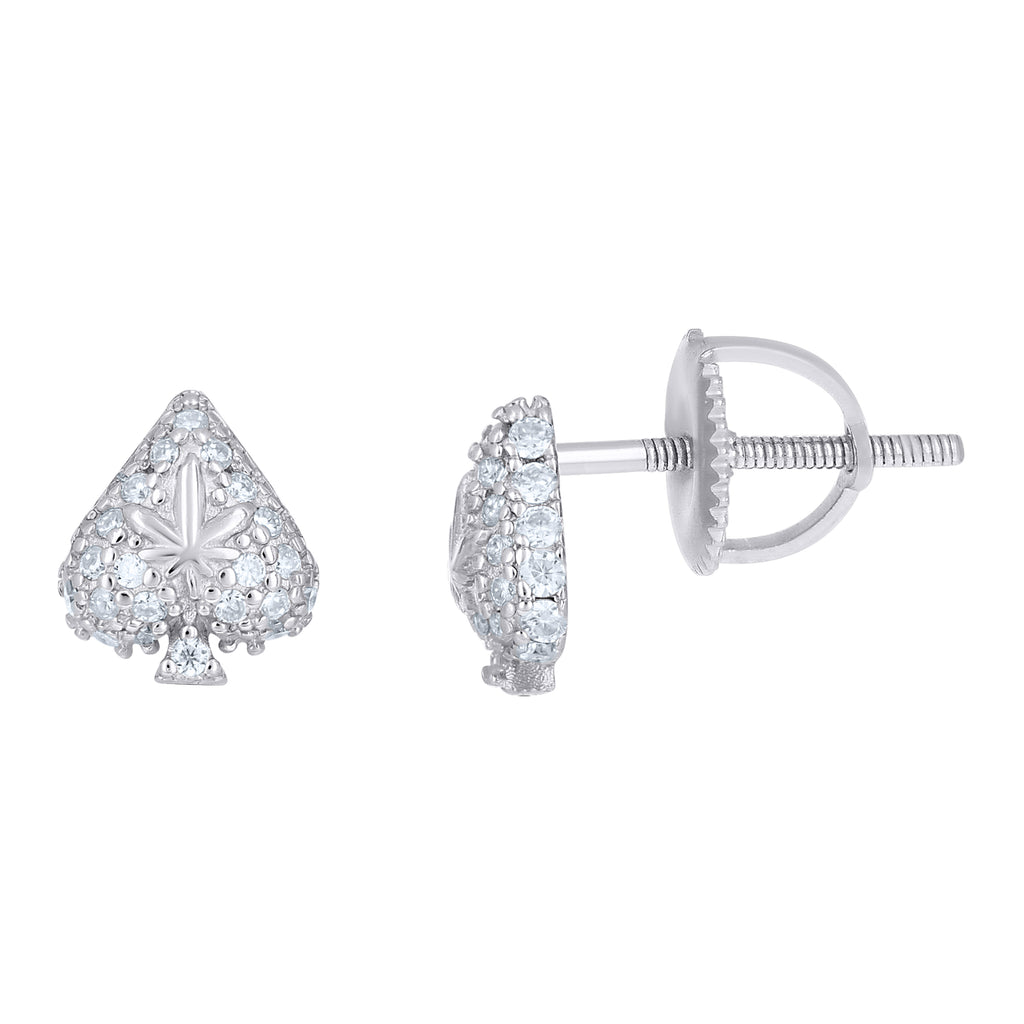 925 Sterling Silver Womens Moissanite Ace of Spades Fashion Stud Earrings