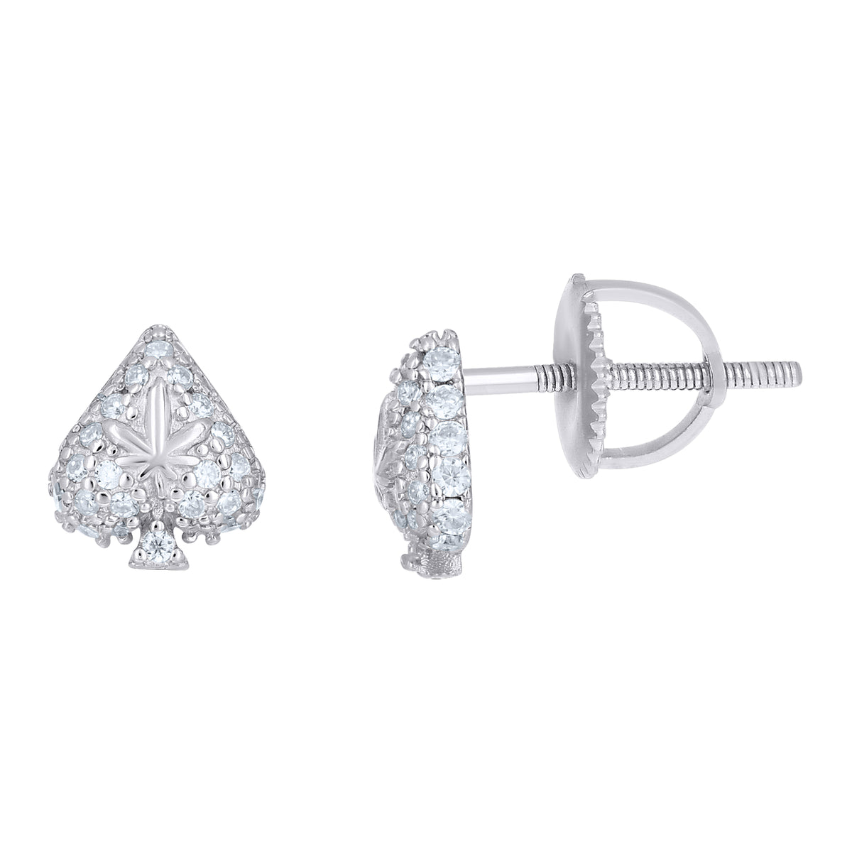 925 Sterling Silver Womens Moissanite Ace of Spades Fashion Stud Earrings