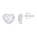925 Sterling Silver Women Round Baguette  0.29ct, 0.20ct Moissanite Heart Stud Earrings