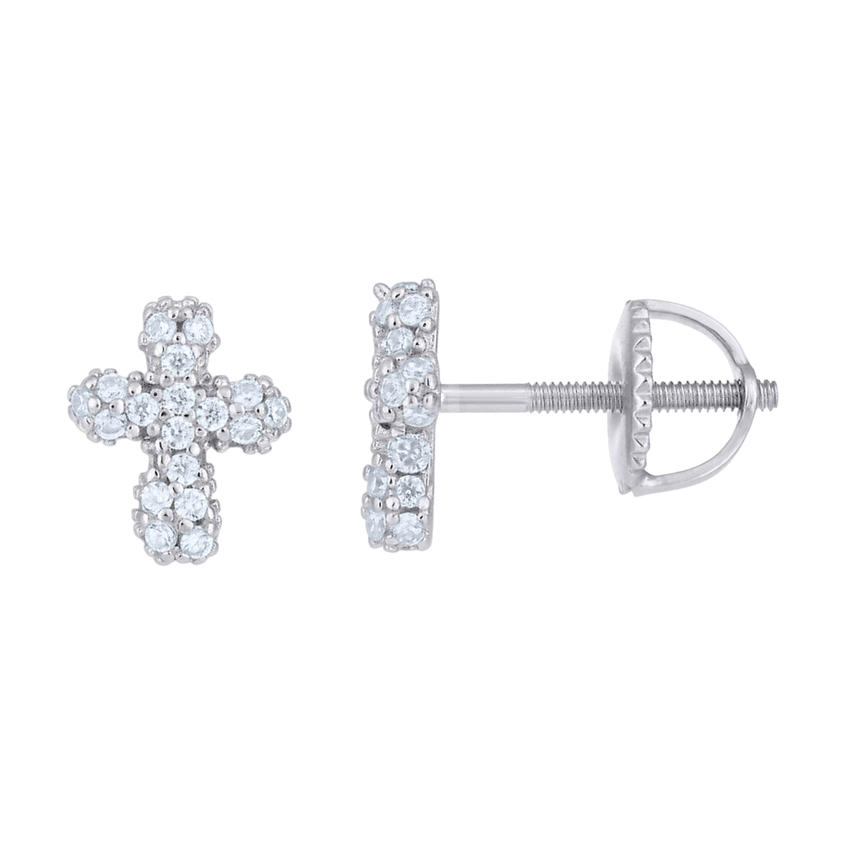 925 Sterling Silver Womens Moissanite Cross Religious Stud Earrings