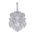 925 Sterling Silver Mens Red White  3.97ct  Moissanite Loin Fashion Pendant