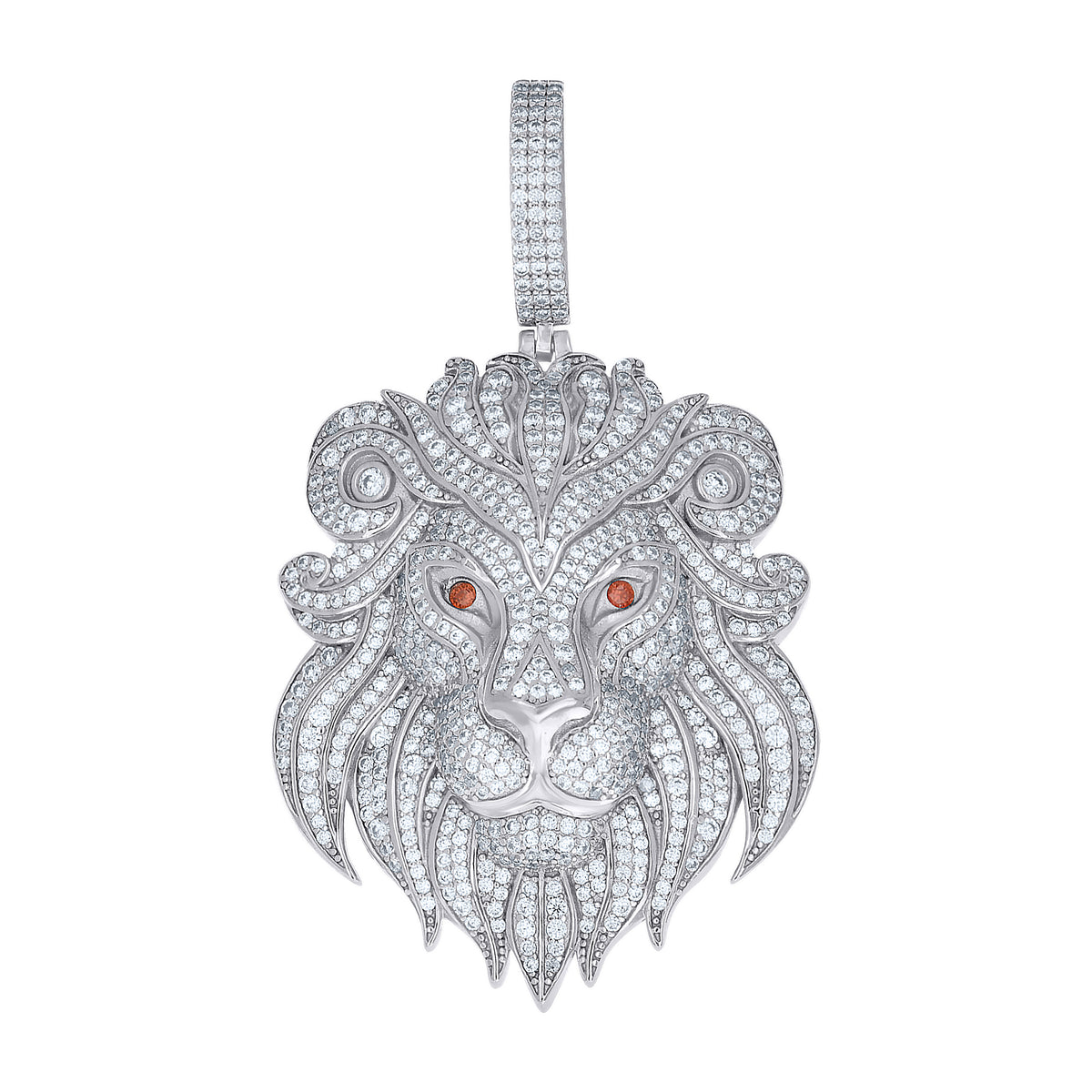 925 Sterling Silver Mens Red White  3.97ct  Moissanite Loin Fashion Pendant