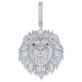 925 Sterling Silver Mens Red White Baguette Princess-Cut Round  5.84ct, 2.05ct  Moissanite Loin Fashion Pendant