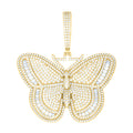 925 Sterling Silver Yellow-tone Women Round Baguette  4.23ct, 1.77ct Moissanite Butterfly Fashion Pendant