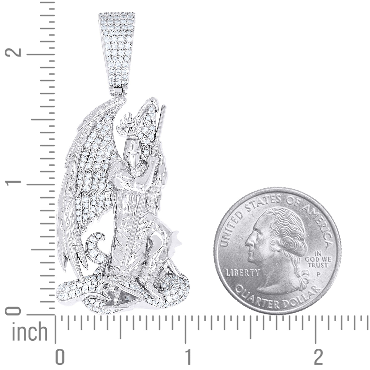 925 Sterling Silver Men  1.36ct Moissanite St. Michael Religious Pendant