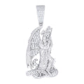 925 Sterling Silver Men  1.36ct Moissanite St. Michael Religious Pendant