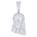 925 Sterling Silver Men Round Baguette  1.90ct, 0.47ct Moissanite Jesus Religious Pendant
