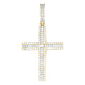 925 Sterling Silver Yellow-tone Men Round Baguette  1.86ct, 2.81ct Moissanite Cross Religious Pendant