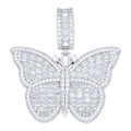 925 Sterling Silver Women Round Baguette  3.69ct, 5.11ct Moissanite Butterfly Fashion Pendant