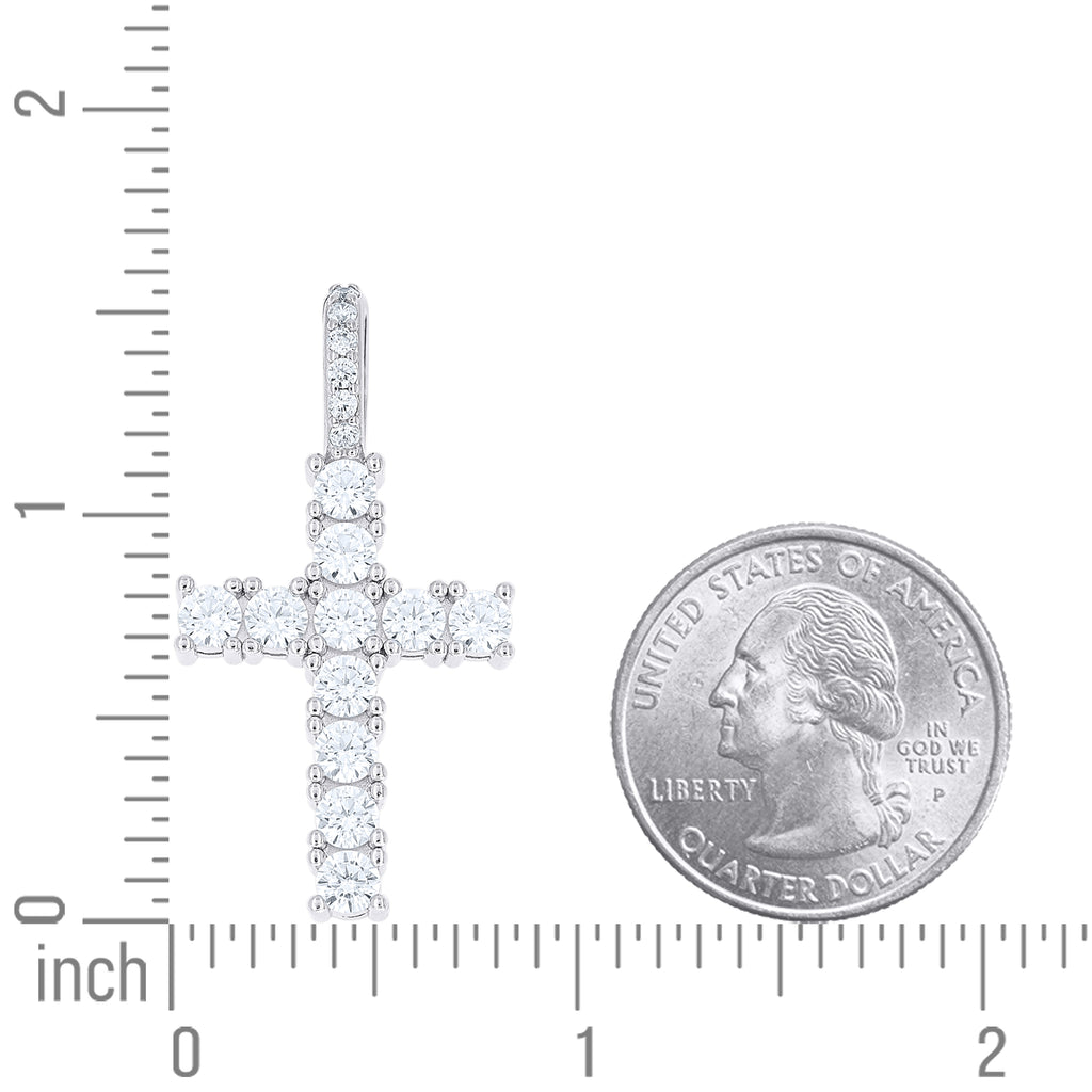 925 Sterling Silver Unisex  3.55ct Moissanite Cross Religious Pendant