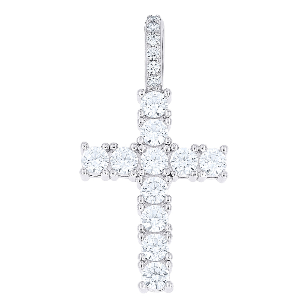 925 Sterling Silver Unisex  3.55ct Moissanite Cross Religious Pendant