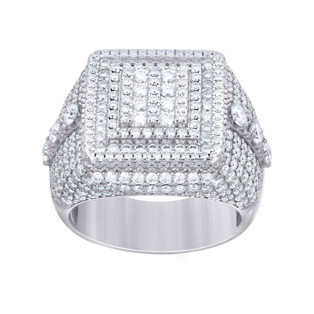 925 Sterling Silver Mens Moissanite Square Head Fashion Ring