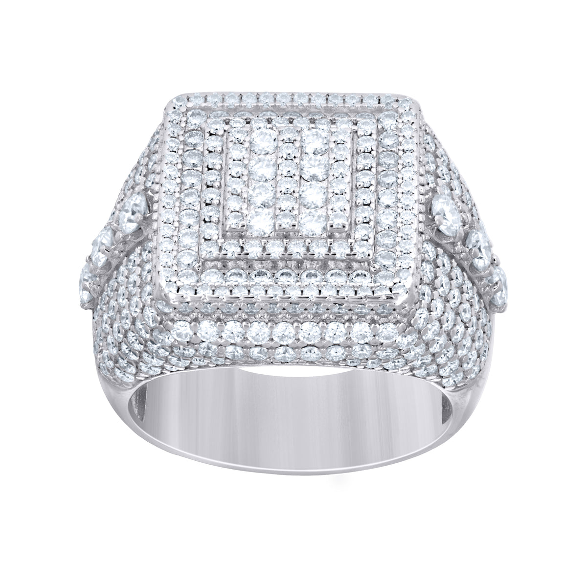 925 Sterling Silver Mens Moissanite Square Head Fashion Ring