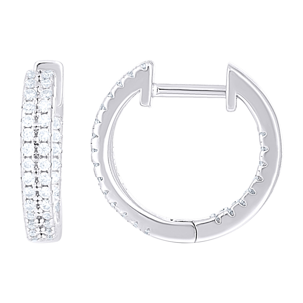 925 Sterling Silver Women  0.47ct Moissanite Double Row Hoop Earrings
