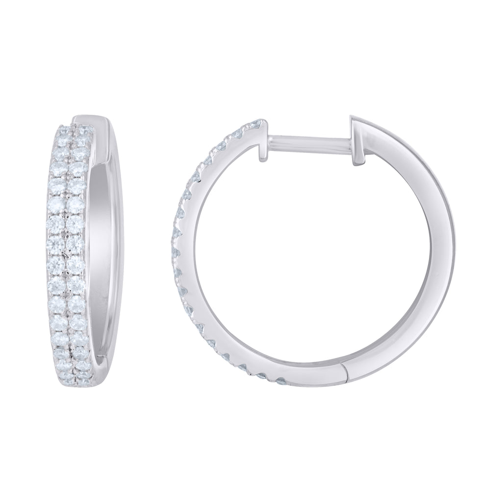 925 Sterling Silver Womens Moissanite Double Row Fashion Hoop Earrings