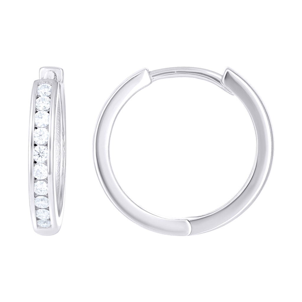 925 Sterling Silver Women  0.54ct Moissanite Single Row Hoop Earrings