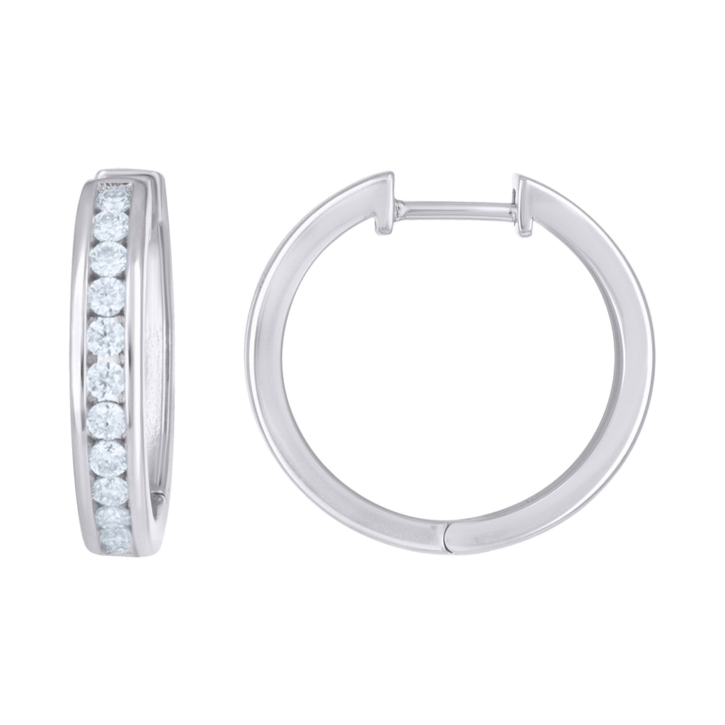 925 Sterling Silver Womens Moissanite Single Row Fashion Hoop Earrings
