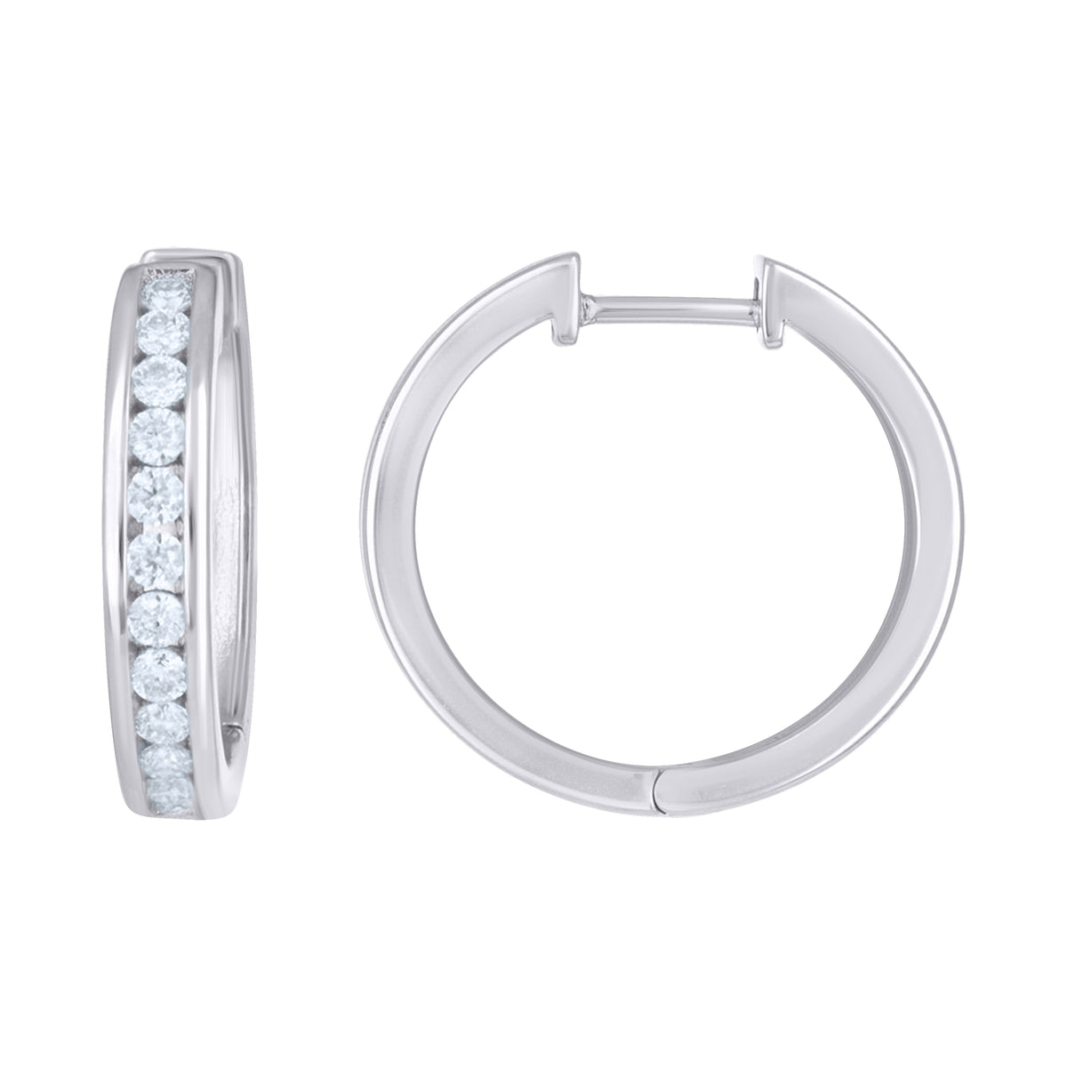 925 Sterling Silver Womens Moissanite Single Row Fashion Hoop Earrings