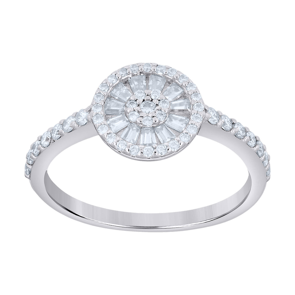 925 Sterling Silver Womens Baguette Round Moissanite Round Head Fashion Ring Size 8