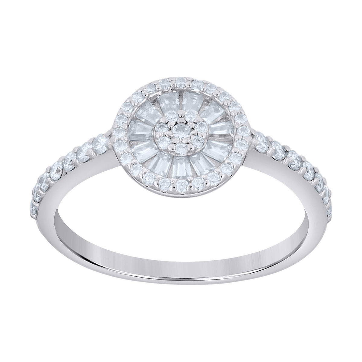 925 Sterling Silver Womens Baguette Round Moissanite Round Head Fashion Ring Size 8