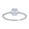 925 Sterling Silver Womens Baguette Princess-Cut Round  0.20ct, 0.25ct  Moissanite Engagement Ring Size 8