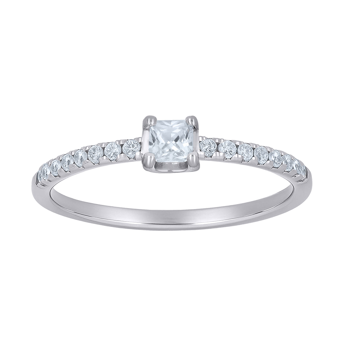 925 Sterling Silver Womens Princess-Cut Round Moissanite Square Head Engagement Ring Size 9