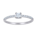 925 Sterling Silver Womens Princess-Cut Round Moissanite Square Head Engagement Ring