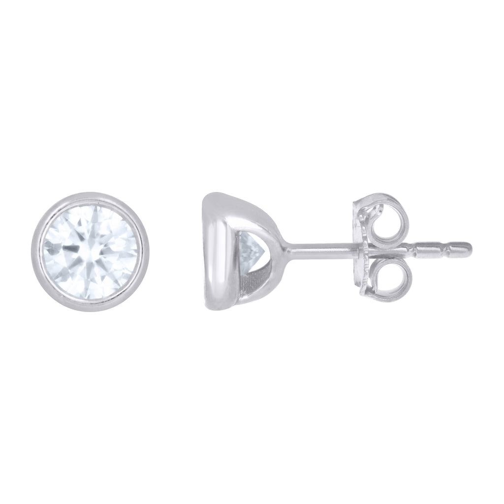 925 Sterling Silver Womens Moissanite Round Fashion Stud Earrings