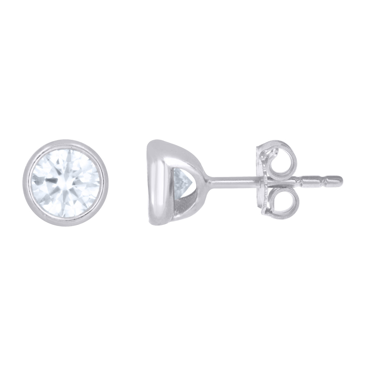 925 Sterling Silver Womens Moissanite Round Fashion Stud Earrings